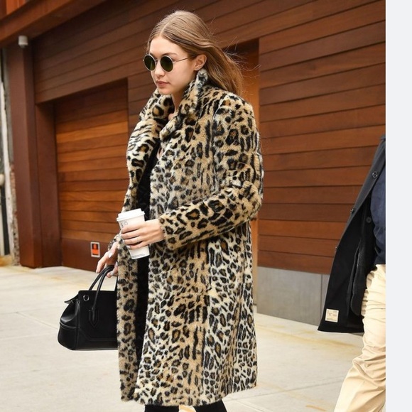 #36 New Long Plush Leopard Faux Fur Teddy Coat - Picture 4 of 8